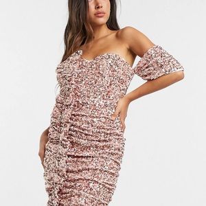 NWT Asos Design Pink Sequins Midi Dress